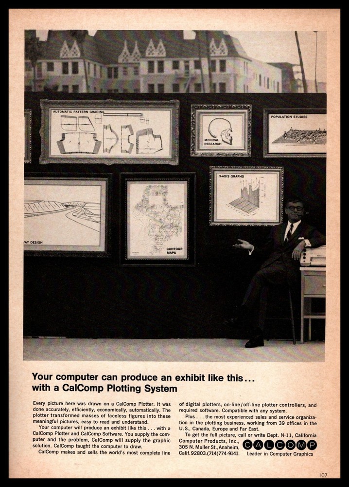 1968 California Computer Products Anaheim CA CALCOMP Plotting System Print Ad