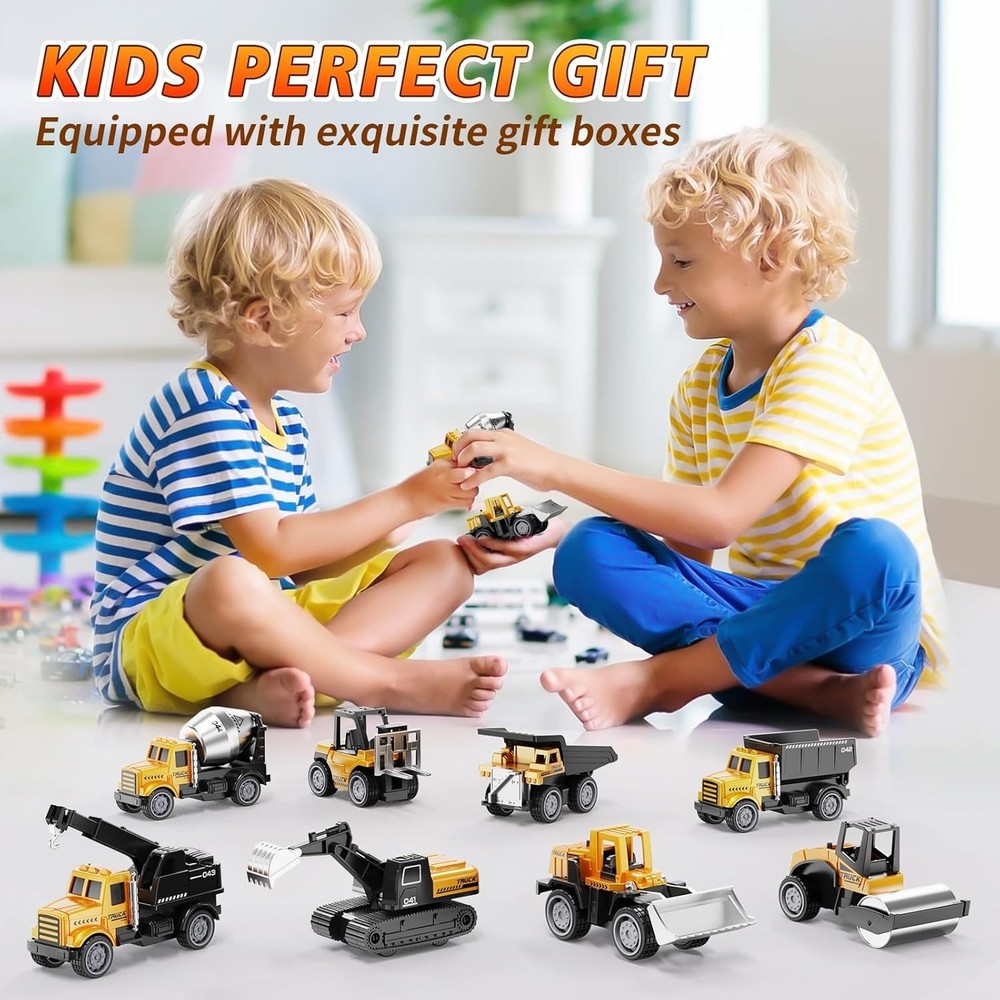 Alloy Mini Construction Vehicles Set – Durable, Educational, Pull-Back Fun fo...