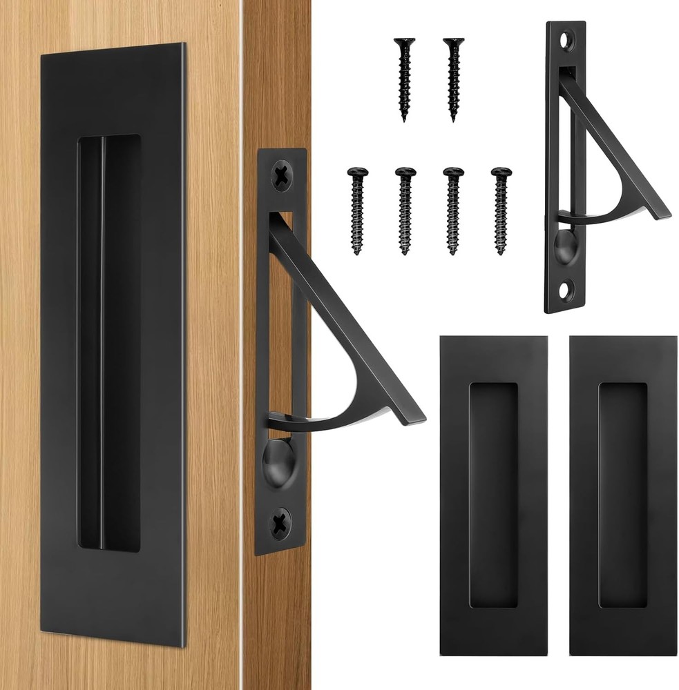 Pocket Door Hardware Set – 2 Recessed Flush Finger Pulls & 1 Edge Pull