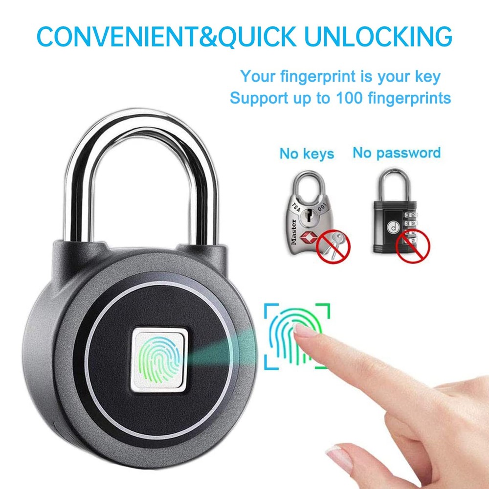 MEGAFEIS Smart Fingerprint Padlock Bluetooth, Mobile APP, Keyless Security Lock