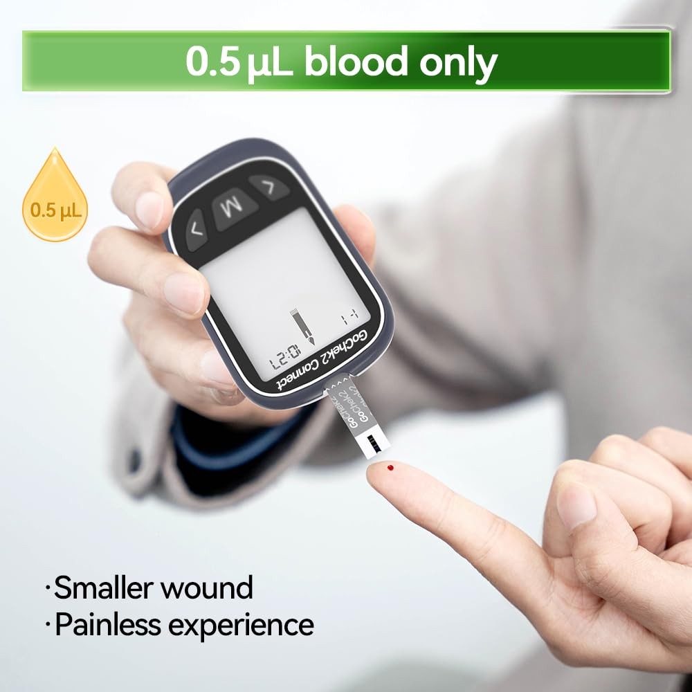 MicroTech Bluetooth Blood Sugar Testing Kit 10 Strips & Lancets, Free App, No Co