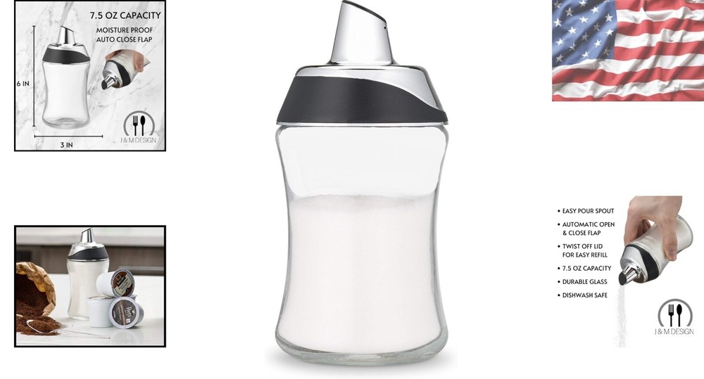 Multi-Functional 7.5oz Sugar Dispenser - Ideal for Coffee Bars and Baking Needs