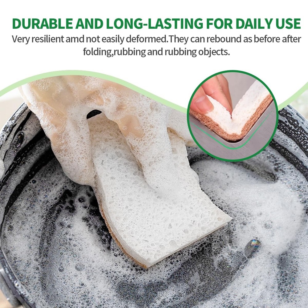 Sponges Kitchen Natural Dish Sponge Plant-Based Biodegradable Compostable Cel...