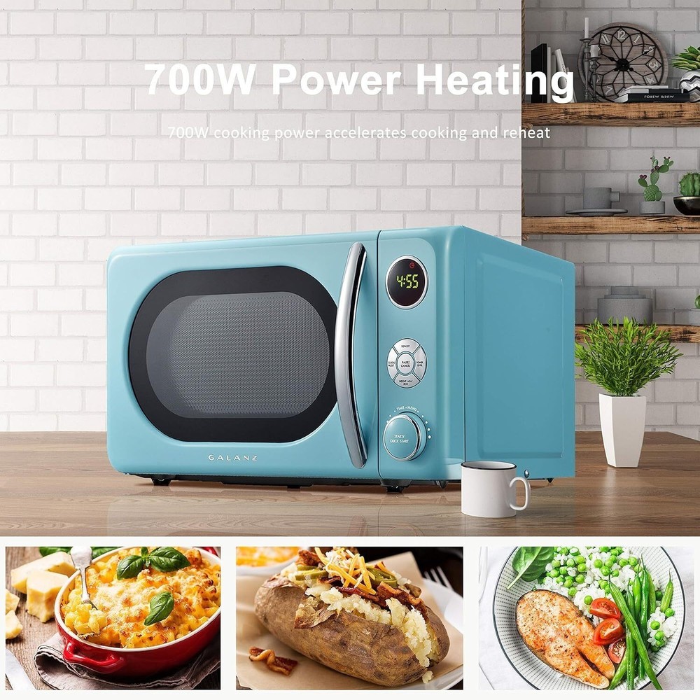 Retro Microwave Oven LED Lighting Pull Handle Design Child Lock 0.7 cu ft