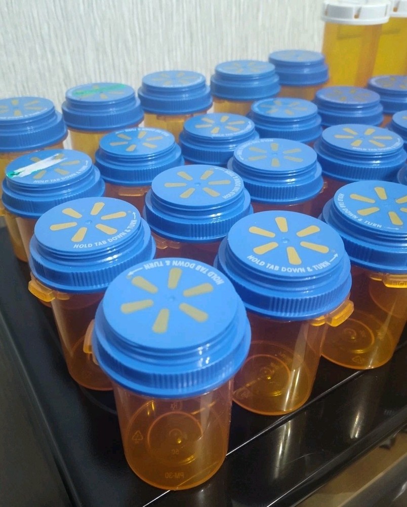 26 Amber Empty Walmart Pill Rx Bottles Large
