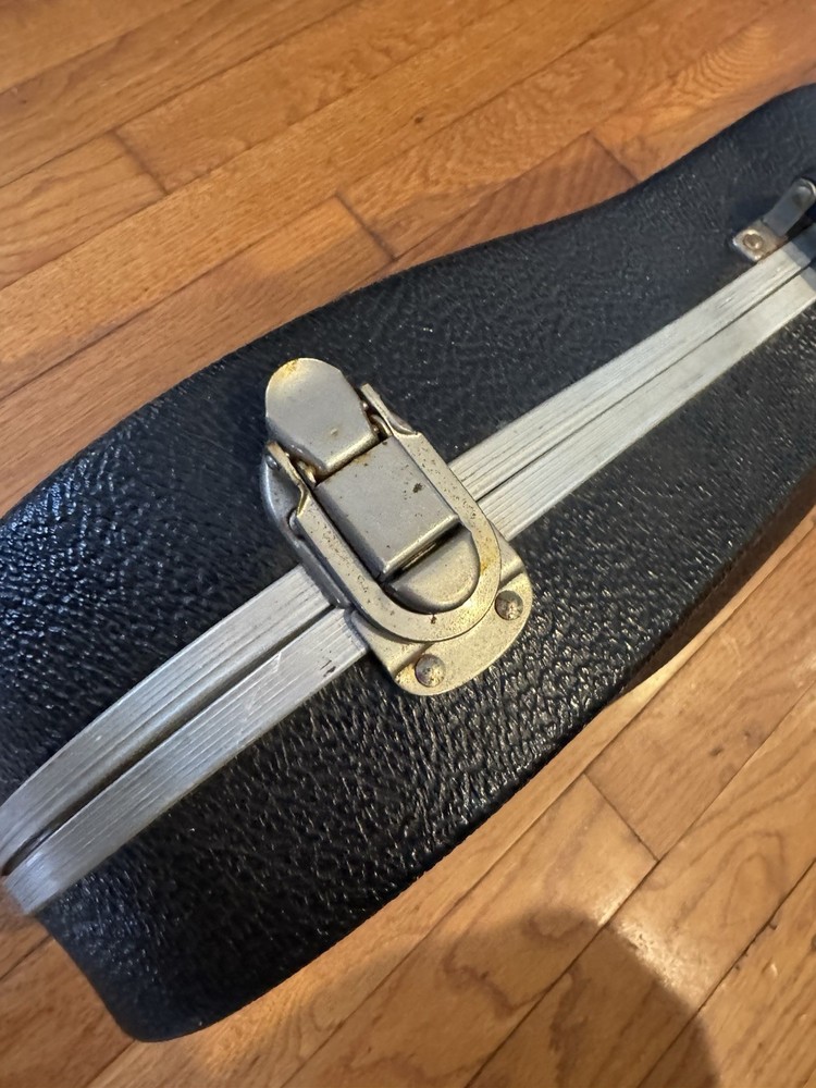Vintage Hard Shell Violin Case Black with Blue Lining