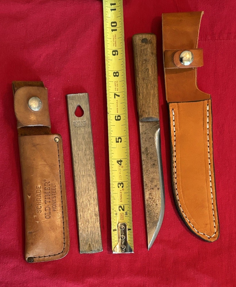 CUSTOM USMC KNIFE FROM FILE & SCHRADE HS-1 SHARPENER - ORIGINAL SHEATH