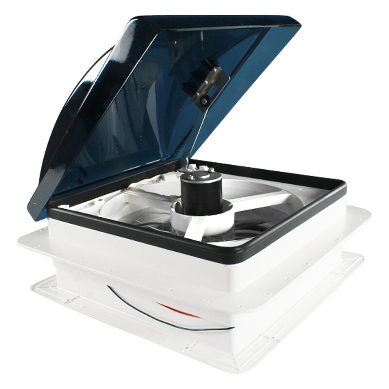 Leisure Coachworks RV Roof Vent Fan 6 Speed 12 Volt with Smoked Lid Manual Riser