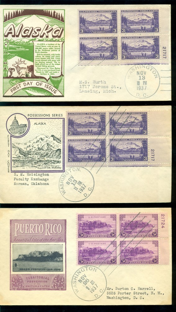 17 Different SECOND DAY Covers from 1937 -- Great Cachets Flap/Ok & S