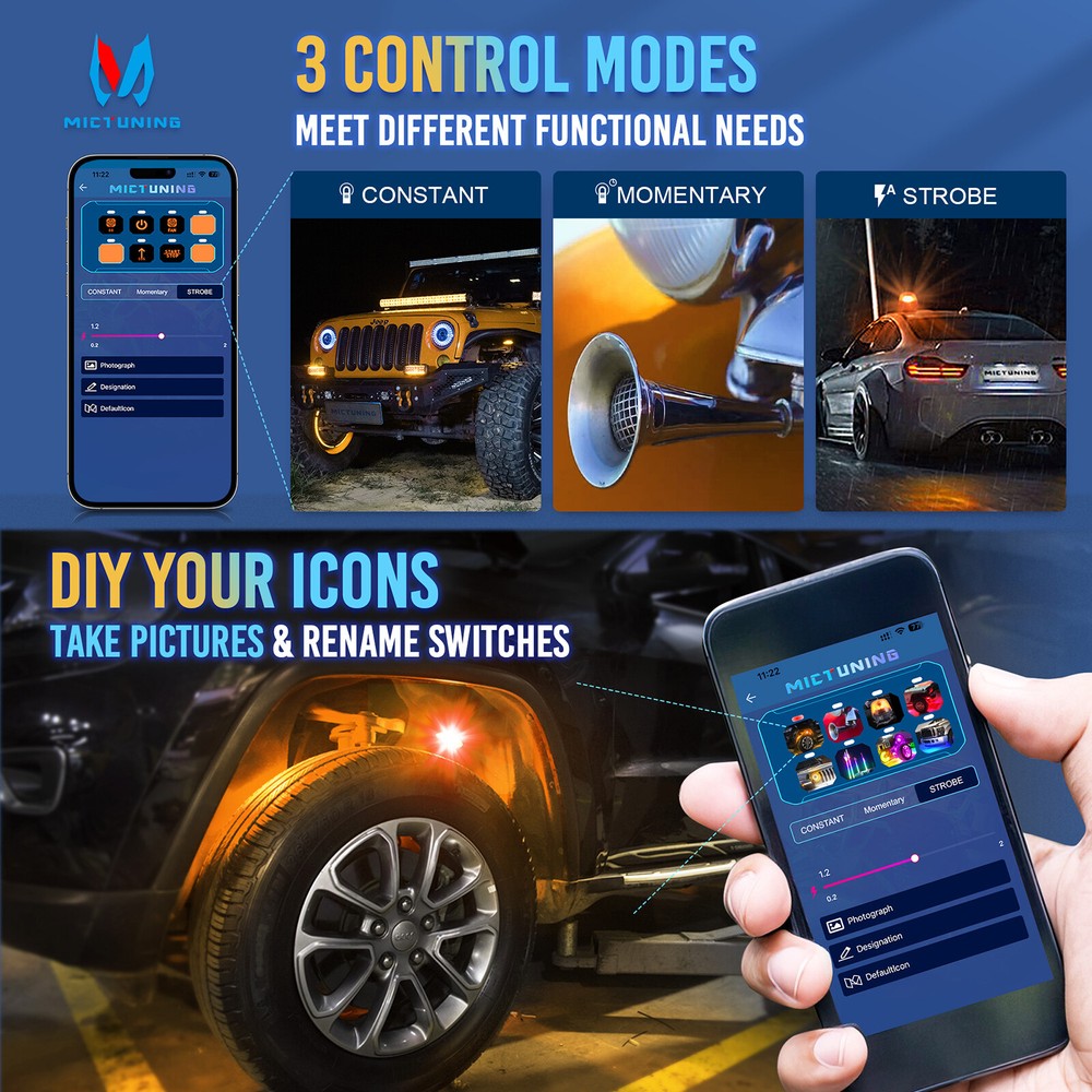 Bluetooth App Control RGB 8 Gang Switch Panel LED Light Circuit Relay System Box