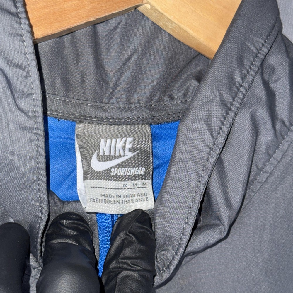 Nike Jacket Mens Medium Gray 1/2 Zip Pullover Windbreaker Stripe Sleeve