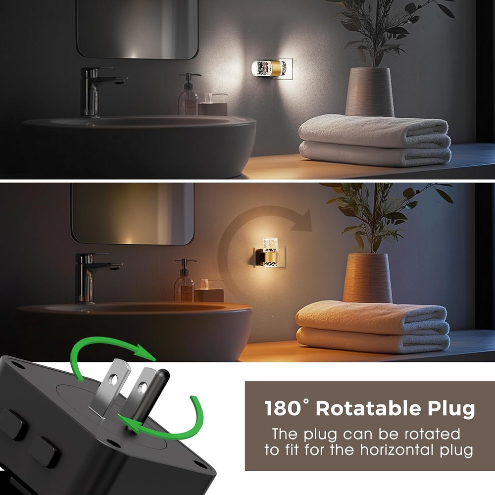 Night Lights Plug into Wall, Dimmable Night Light with Dusk-To-Dawn Light Sensor