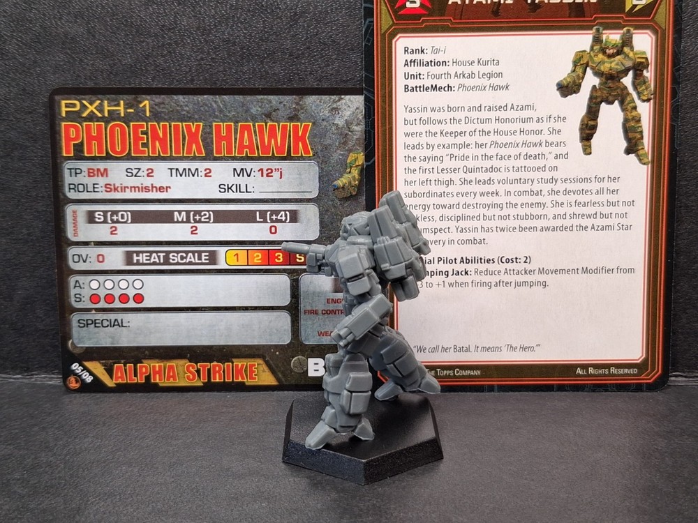 BattleTech Phoenix Hawk + Alpha Strike & Pilot Cards Inner Sphere Battle Lance