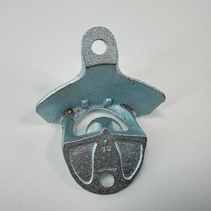 Starr Plain Silver Beer Soda Bottle Opener Wall Mounted Galvanized Cast Iron