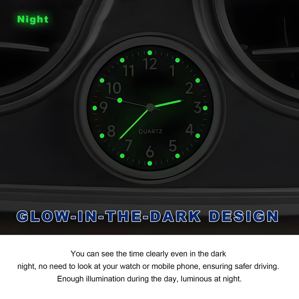 2 Pcs Analog Car Clocks Stick On Dashboard Clock Mini Auto Tiny Watch