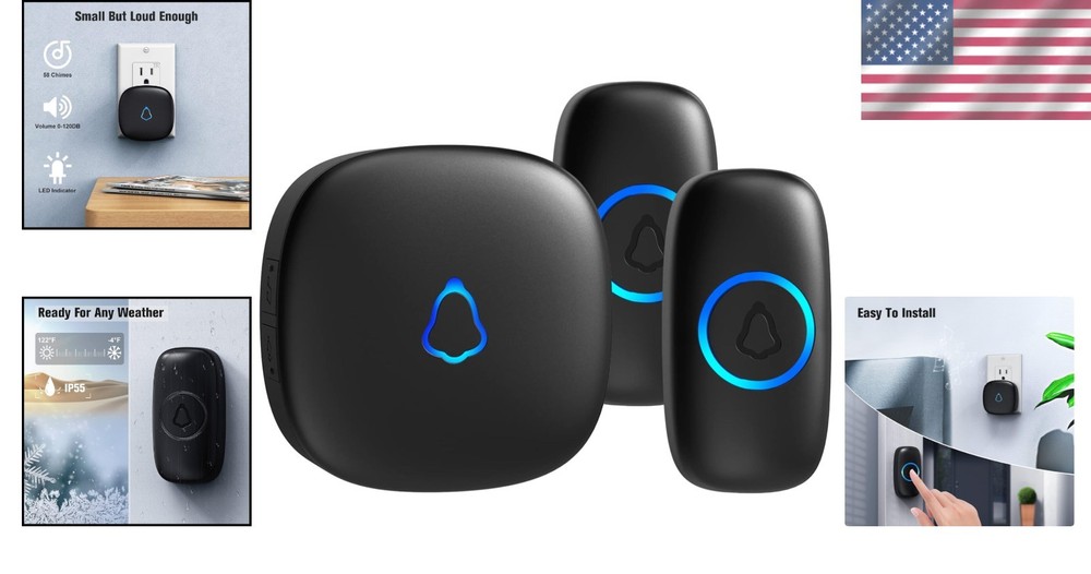 Long-Range Wireless Doorbell - 1,000ft, Weather-Resistant & Memory Function