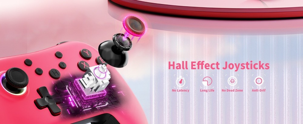 Wireless Controller for PC Switch/Android w/Dual Vibrations/Back Buttons (Pink)