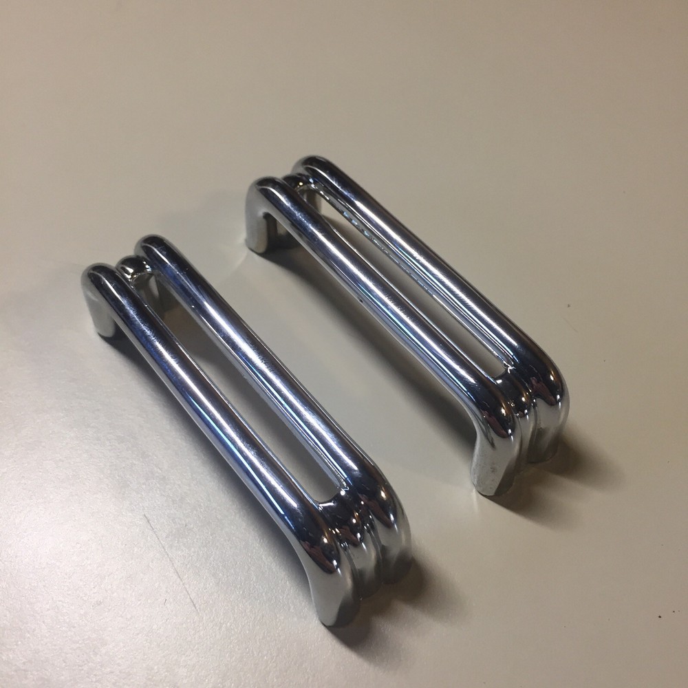 2 Vintage KBC Chrome Split Bar Drawer Pull Mid Century Style Lot I