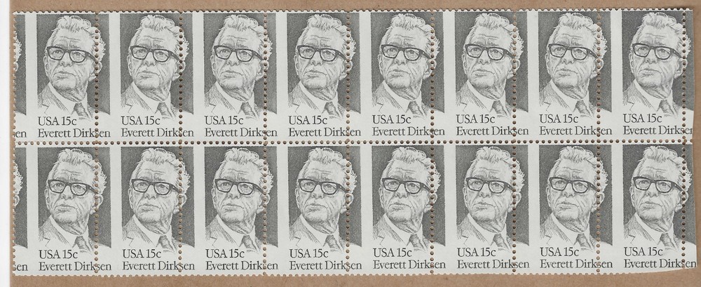 Scott # 1874,  .15c  gray,  EVERETT  DIRKSEN  MAJOR  MISPERF, 1981,  MNH