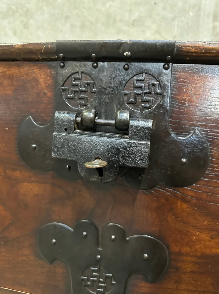 Modified Antique Japanese Tansu Chest Two-Section Drawer Chest Iron Hardware
