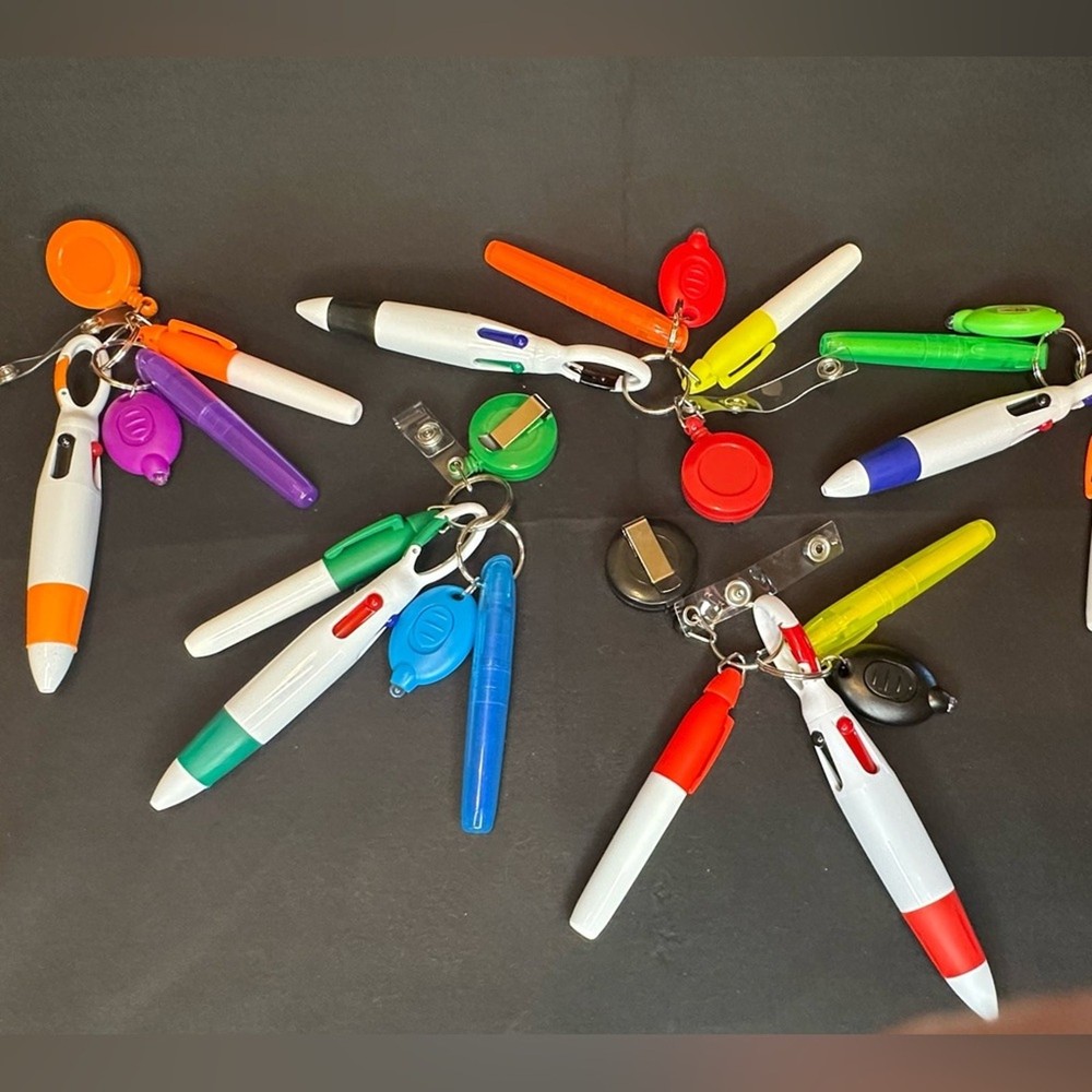 Multicolor Retractable Badge Holder Pen Set