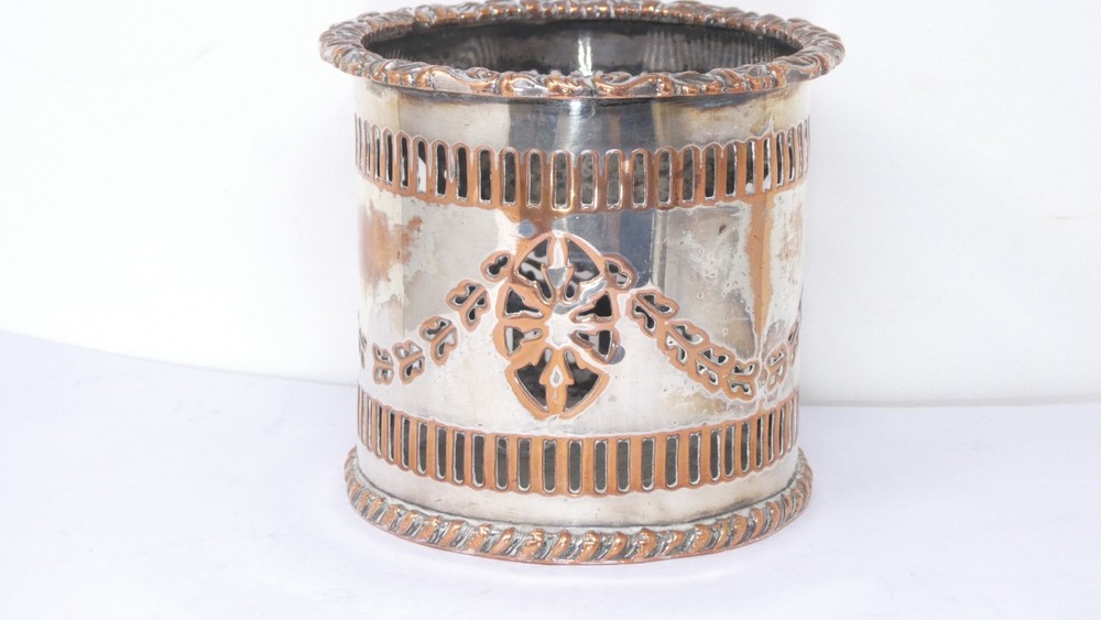 Pierced Bottle Coaster Silver Plated Foliate Scrollwork Openwork Sheffield Plate
