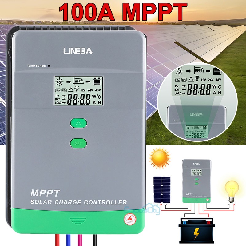 100A Solar Panel Battery Charge Controller 12V/24V/36V/48V LCD Regulator Auto