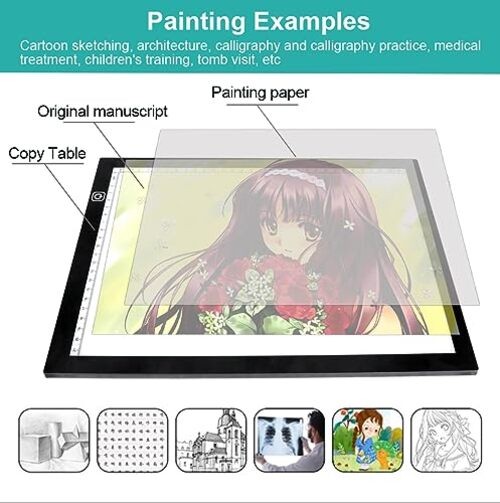 LED Copy Board Light Tracing Drawing Board, Ultra-Thin Adjustable USB Power A4