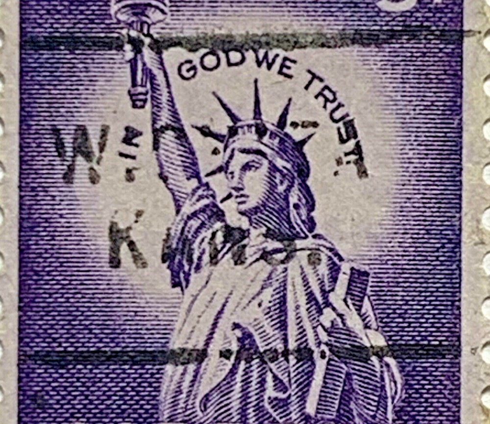 ERROR MISSING BROKEN INK PRECANCEL WICHITA KANS. ON 3C US STAMP