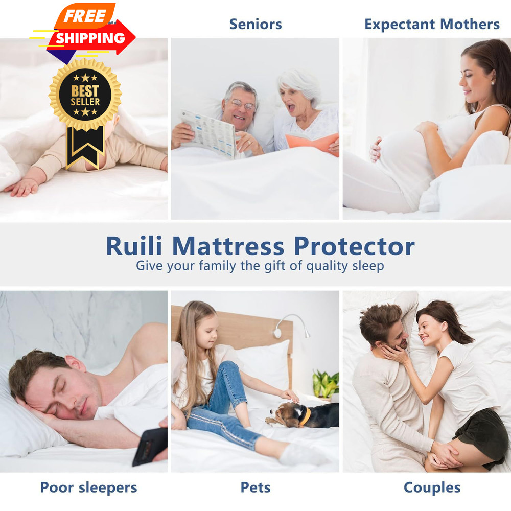 Twin Mattress Protector Waterproof - Washable Twin, Pattern-1-white