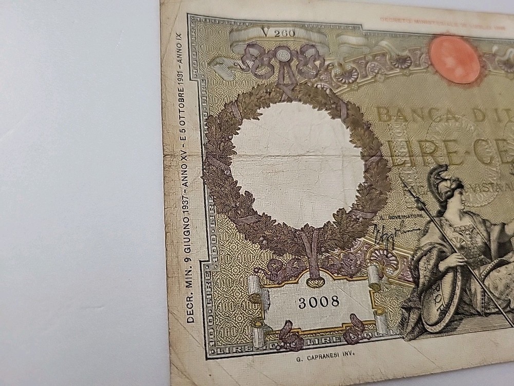 Banca D'Italia Lire Cento