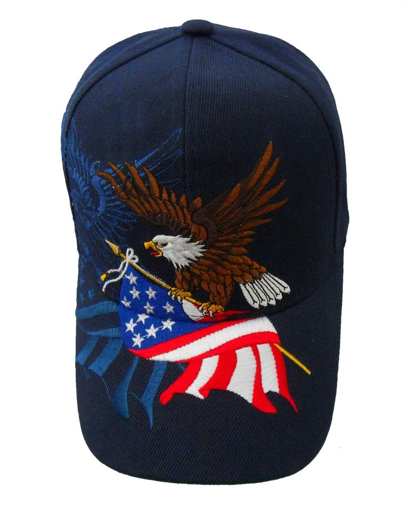 Flying Eagle & US Flag Hat - One Size, & Us - Navy Blue