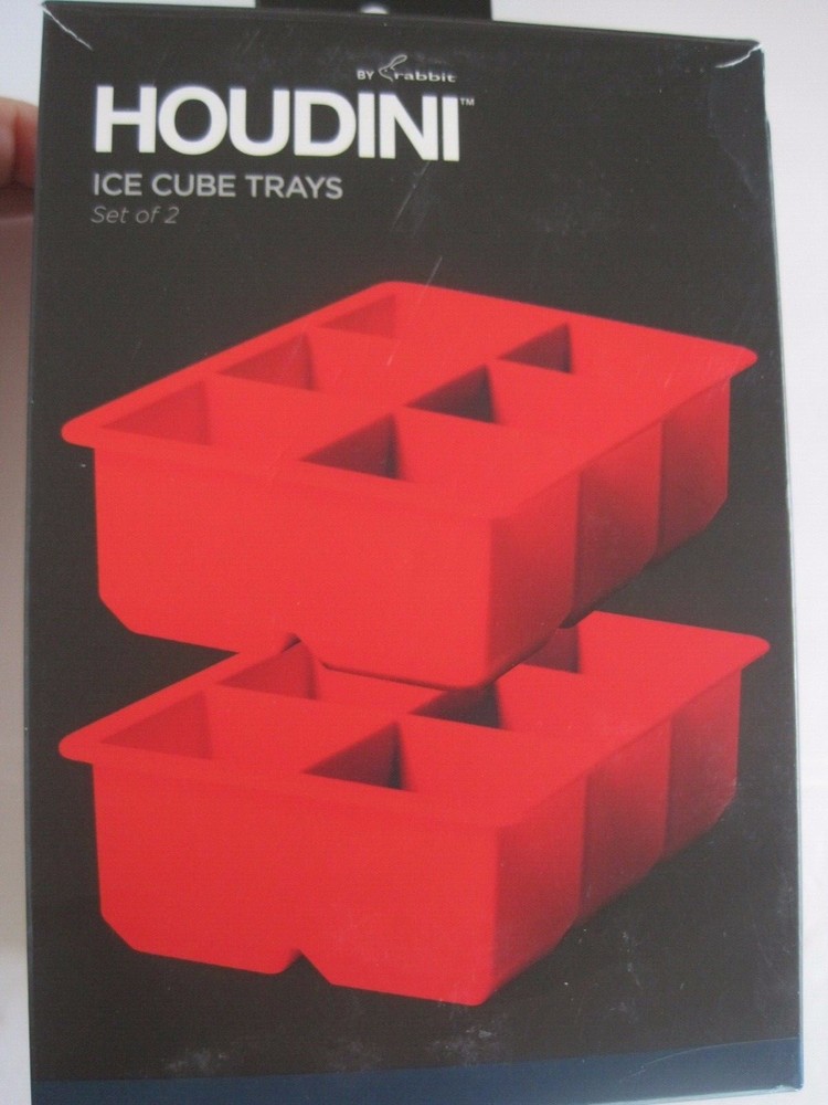 Houdini Ice Cube Trays Red Silicone New