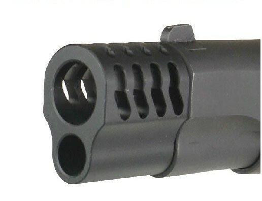 1911 .45 ACP Muzzle Brake Compensator,Chevron Side Port,Anodized Black