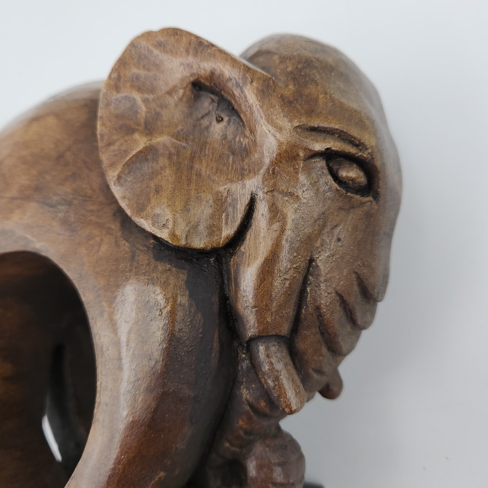Cast Pair Of Elephant Bookends Abstract Design Heavy