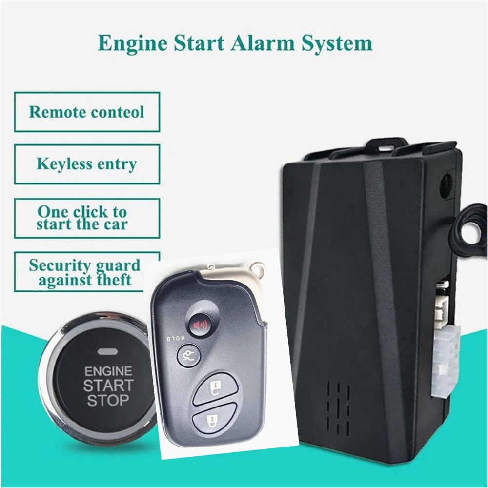 Car Engine Alarm System Remote Security PKE Keyless Entry One-Button Start 12V