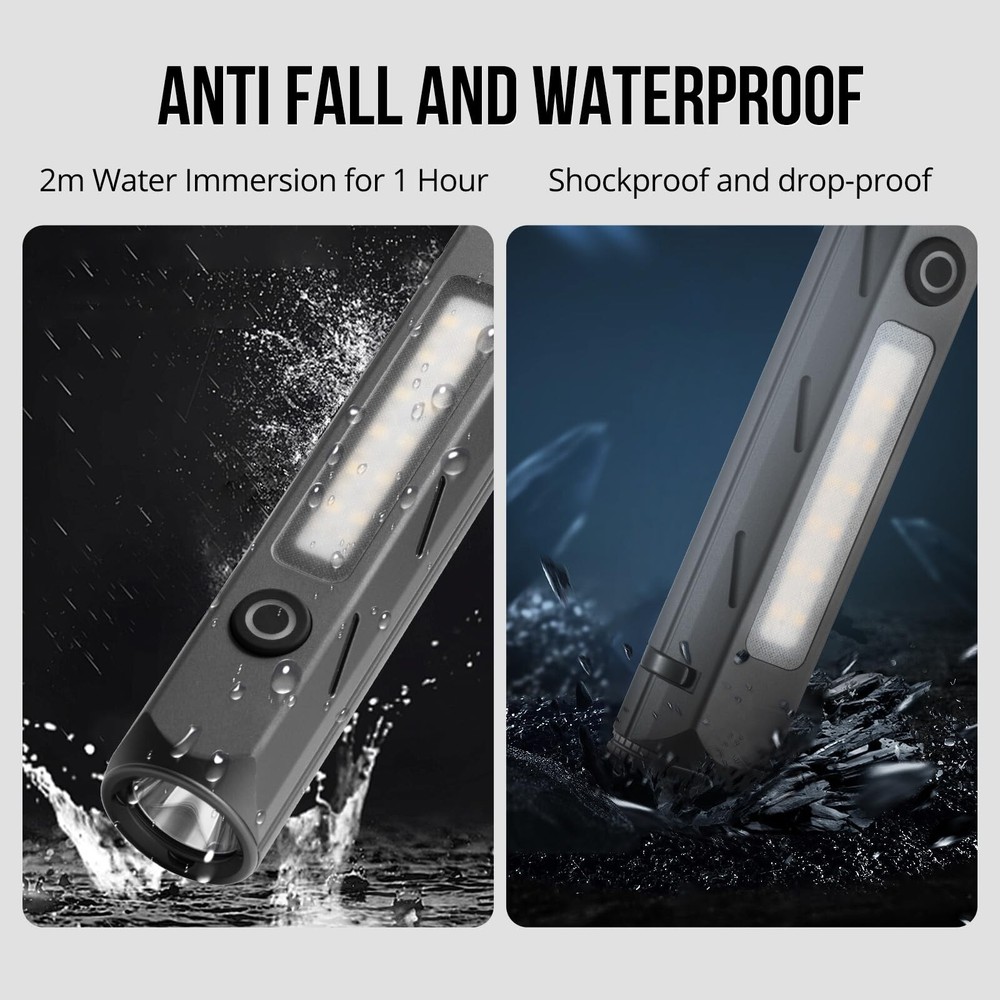 Multipurpose EDC Flashlight 3500LM Dual Light with Magnetic Base - IP68 Water...
