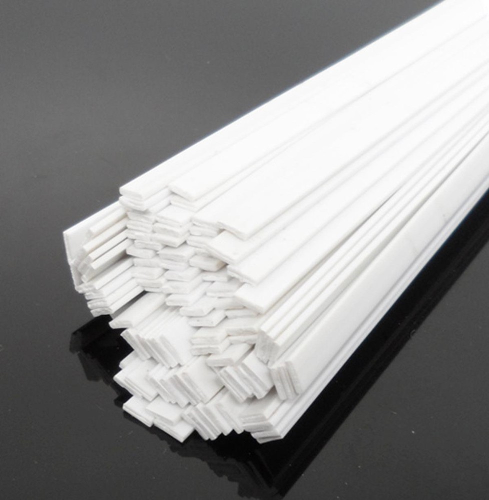 US Stock Pack of 10 ABS Styrene Plastic Flat Rectangular Bars 1*4mm 9.8" White
