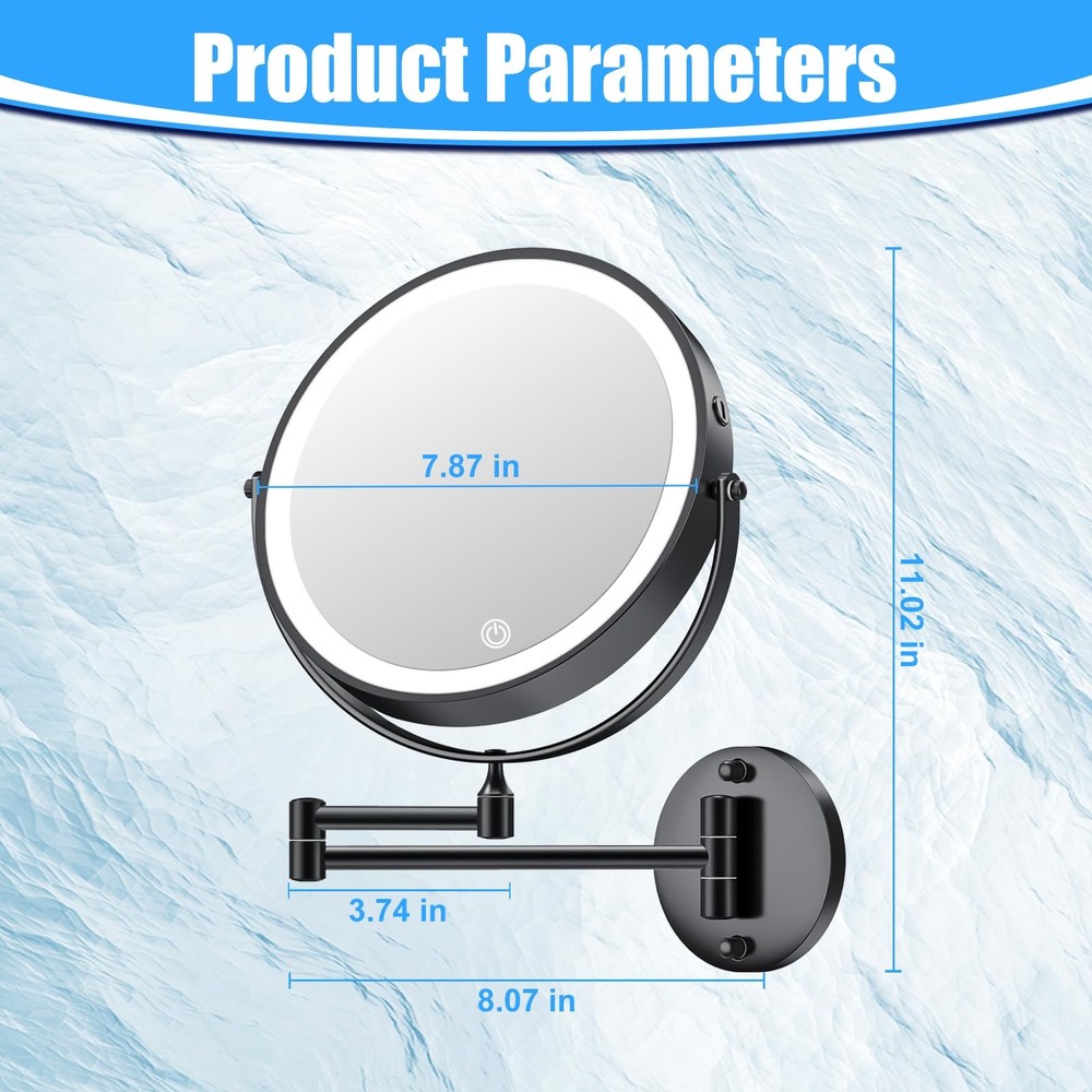 Rechargeable Wall Mounted Lighted Makeup Mirror 30X Magnifying Mirror with Li...