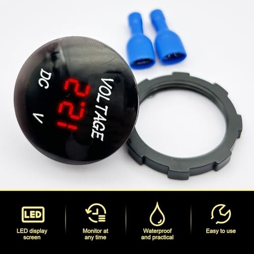 DC 12V 24V Battery Voltmeter, LED Digital Display Voltmeter Gauge, 1 PC Red