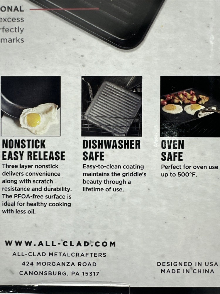 New ALL-CLAD HA1 Nonstick Square Griddle & Grill Set Bundle