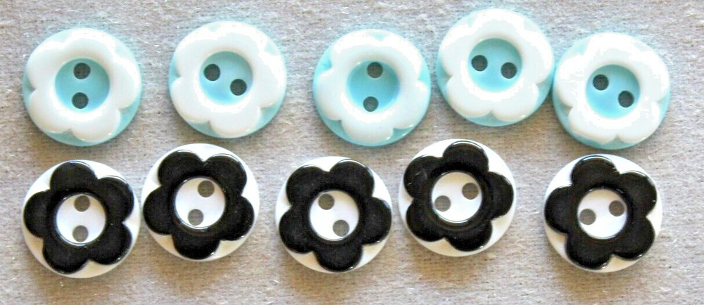 10  x  2  Hole 15mm Plastic Buttons