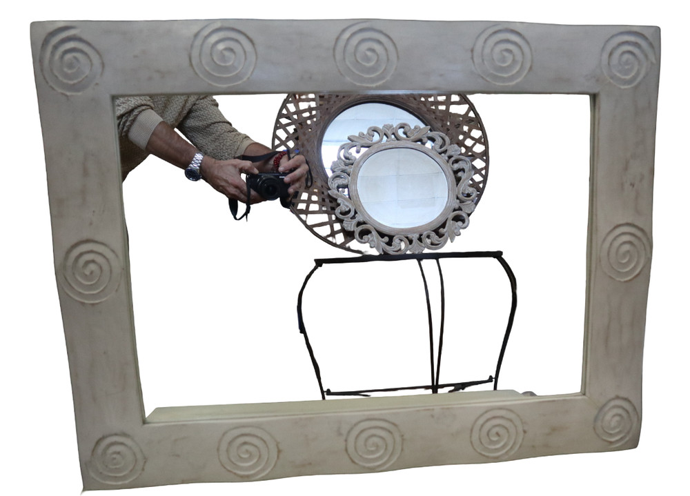 Handcrafted Solid Wood Mirror 60x80 Cm – Carved Frame 9 Cm With Sp
