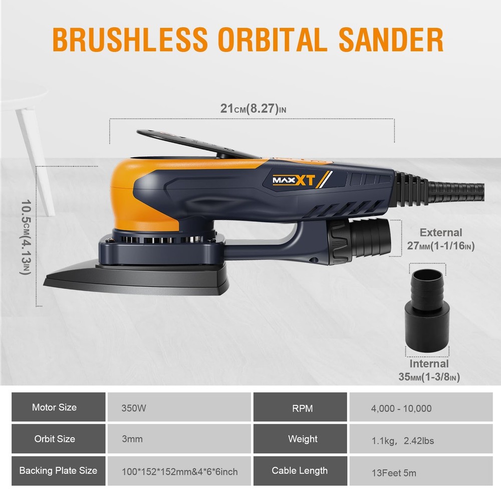 Mouse Sander, 350W Sander Tool with Advanced Dust Collection System, Low Vibr...