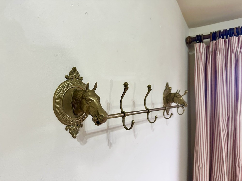 Mid century brass coat rail.