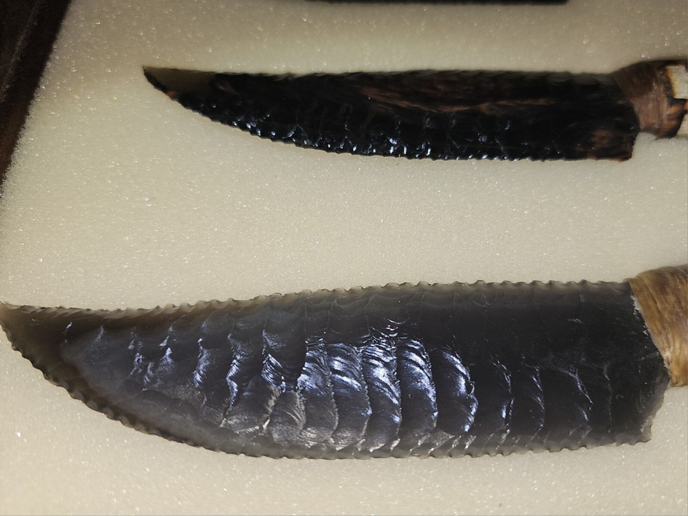 3 Piece Obsidian Knife Collection with Display Box