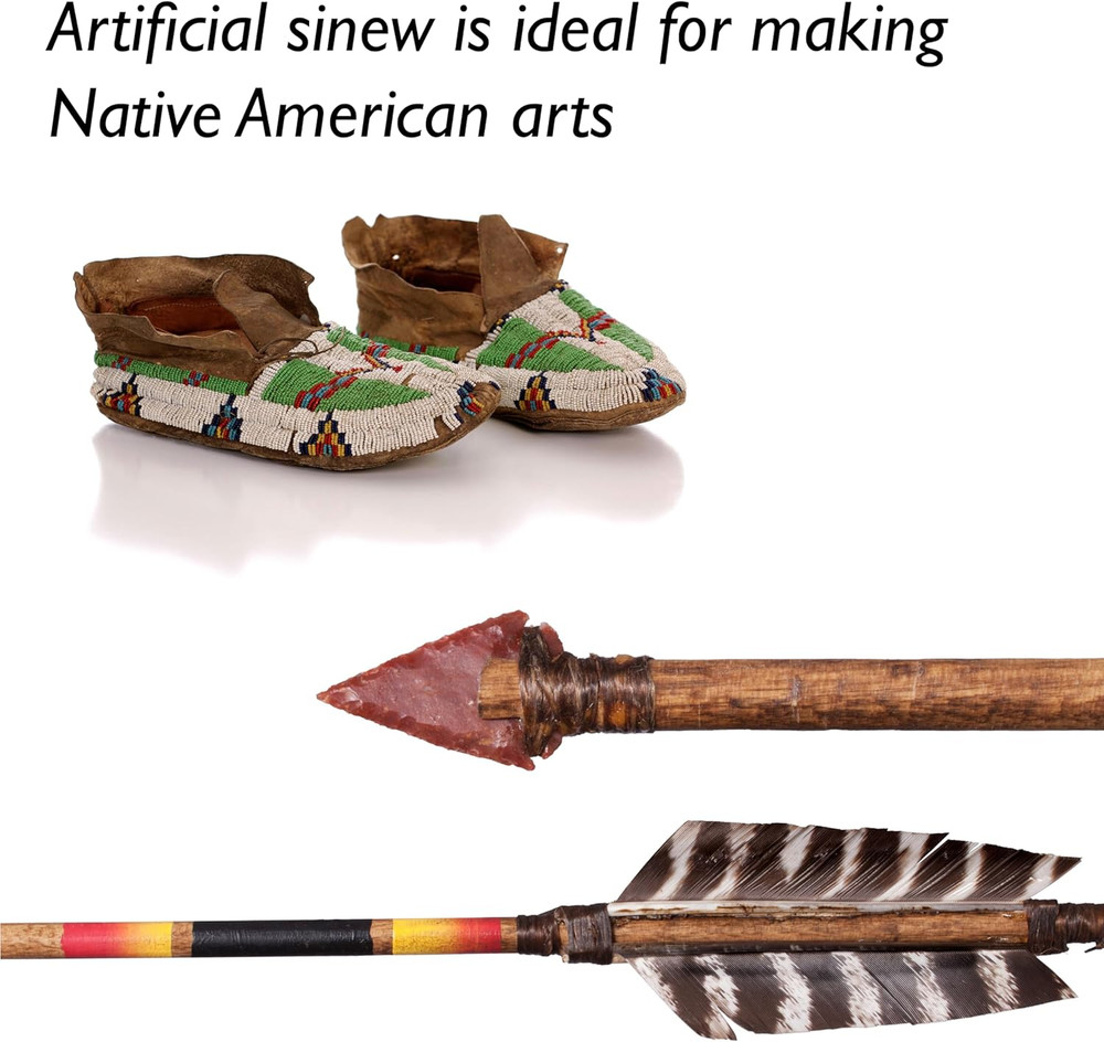 Artificial Sinew Waxed Thread – Flat Polyester Craft String, Natural Color, 5-Pl