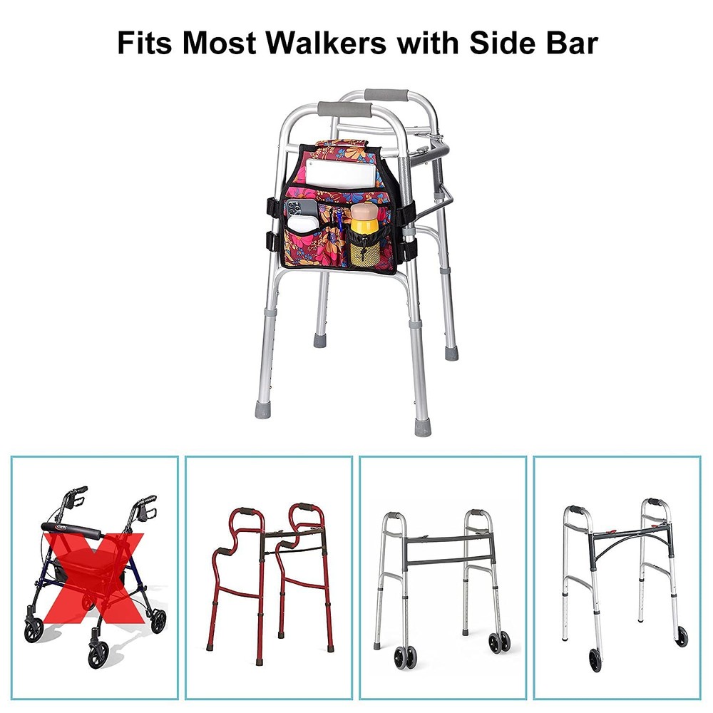 Supregear Side Walker Bag w/Cup Holder, Folding, Waterproof Walker Accessory