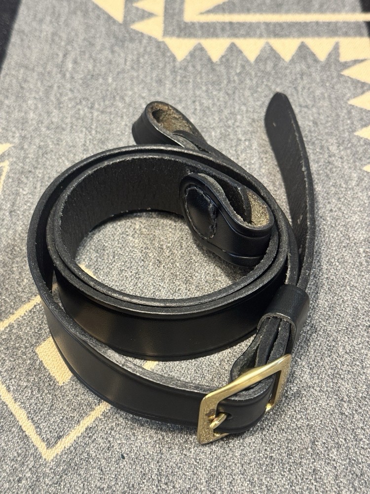 Jay Pee Black Leather Shoulder Strap Brass Hardware 46” Vintage