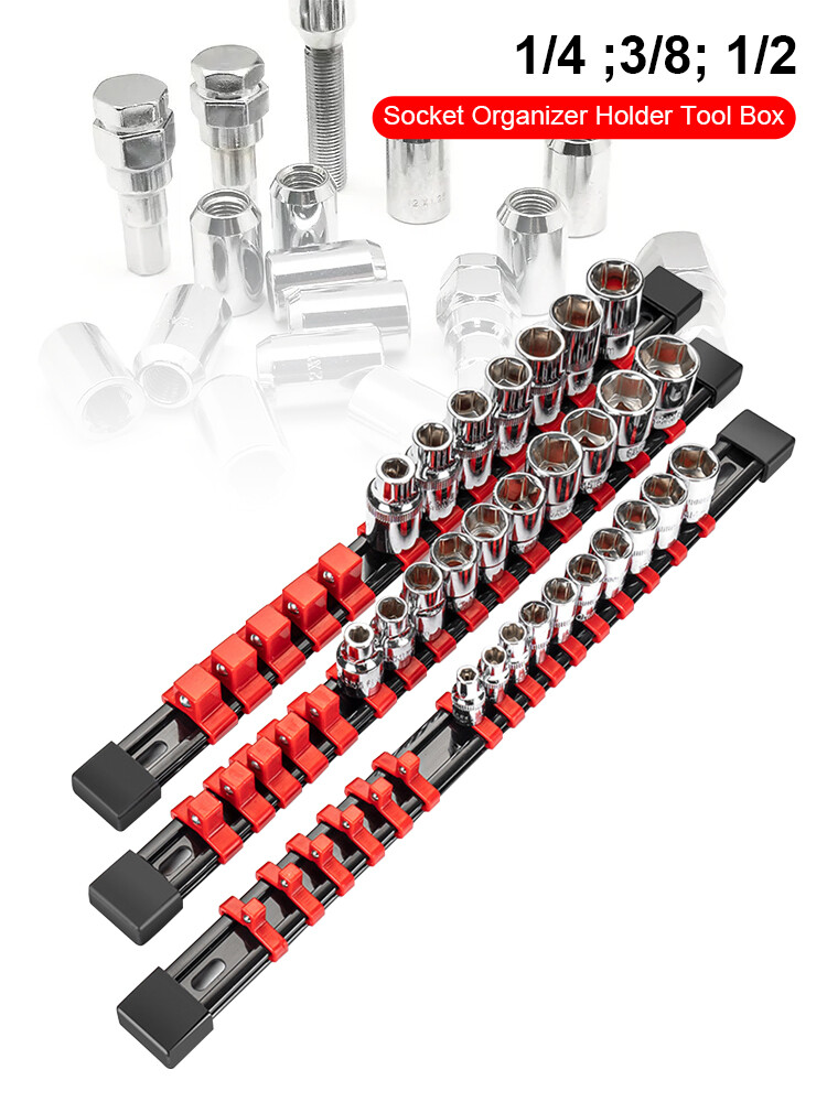 3Pcs Magnetic Socket Organizer Set Metric Socket Holder Tool Box Hold 43 Sockets